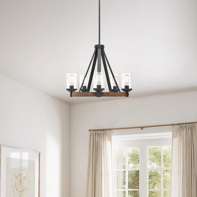 Barrington 5-Light Black Seeded Glass Metal Chandelier – New – photo 3