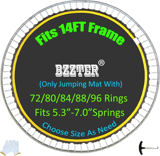 Bzzter Trampoline Replacement Mat, 147.6 in., 80 V-Rings for 14 ft Frame