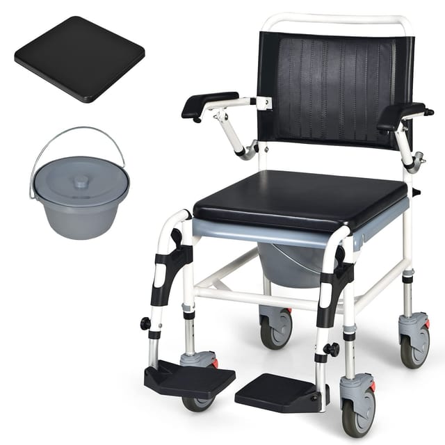 4-in-1 Bedside Transport Chair with Detachable Bucket – New