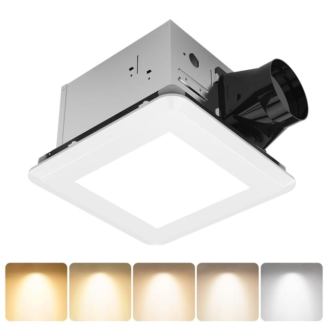 AHAWILL 100 CFM Ultra Quiet Bathroom Exhaust Fan with Light,0.9 Sones,5CCT Dimmable,Ceiling Opening