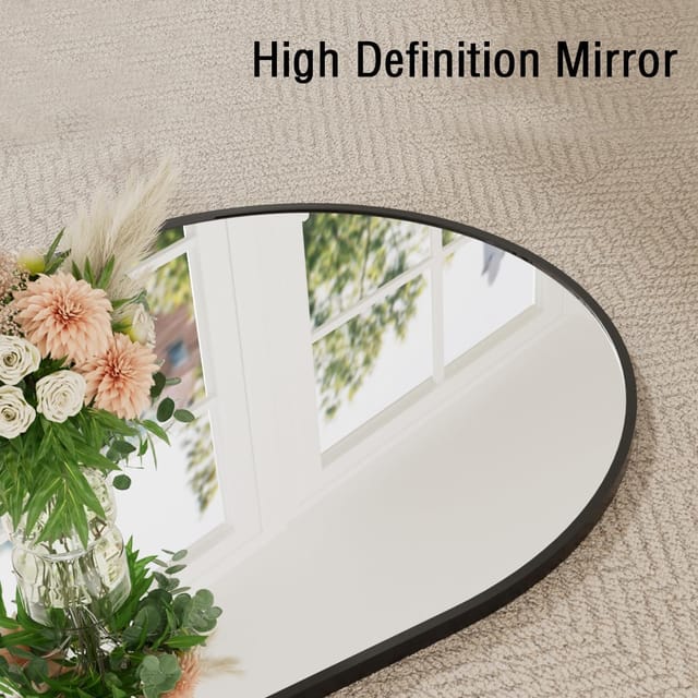 78" x 38" Arched Full-Length Wall-Mounted Mirror – Black – New – photo 5