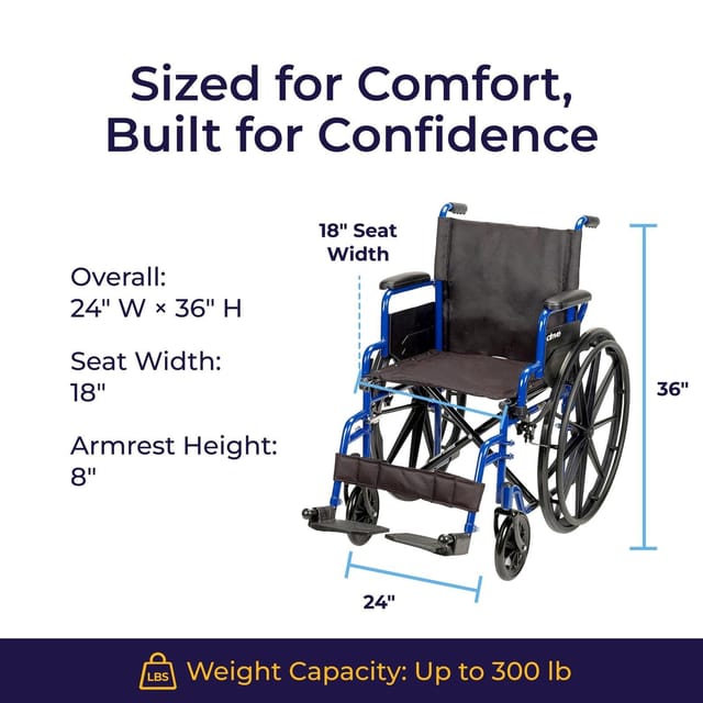 18" Drive Medical Blue Streak Lightweight Transport Chair – New – photo 7