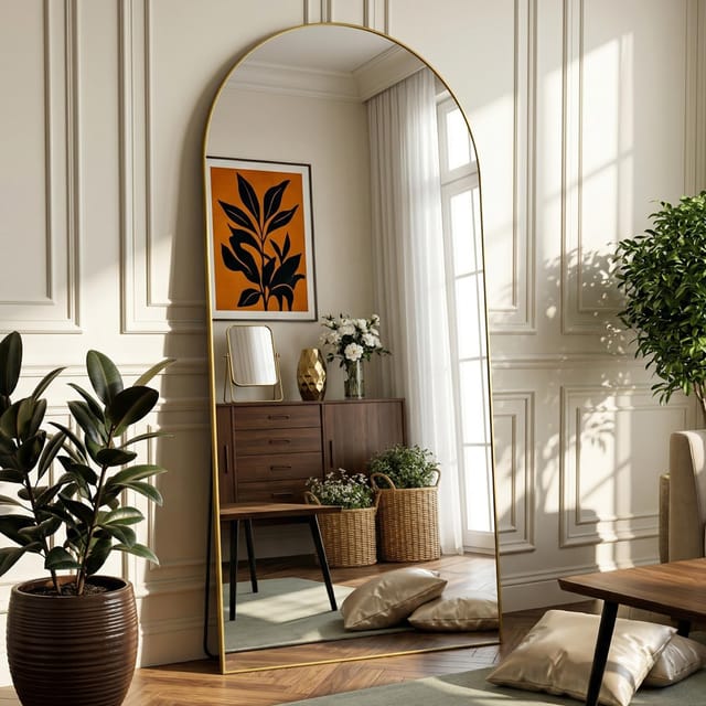 72" x 32" Furnbar Arched Full-Length Mirror – Gold – New
